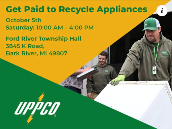 Recycle appliances event in Bark River, MI.